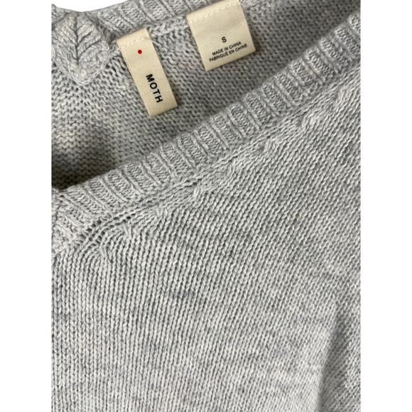 Anthropologie MOTH Light Gray Tie Back Neck Cashmere Blend Sweater Size Small‎ - Picture 3 of 10